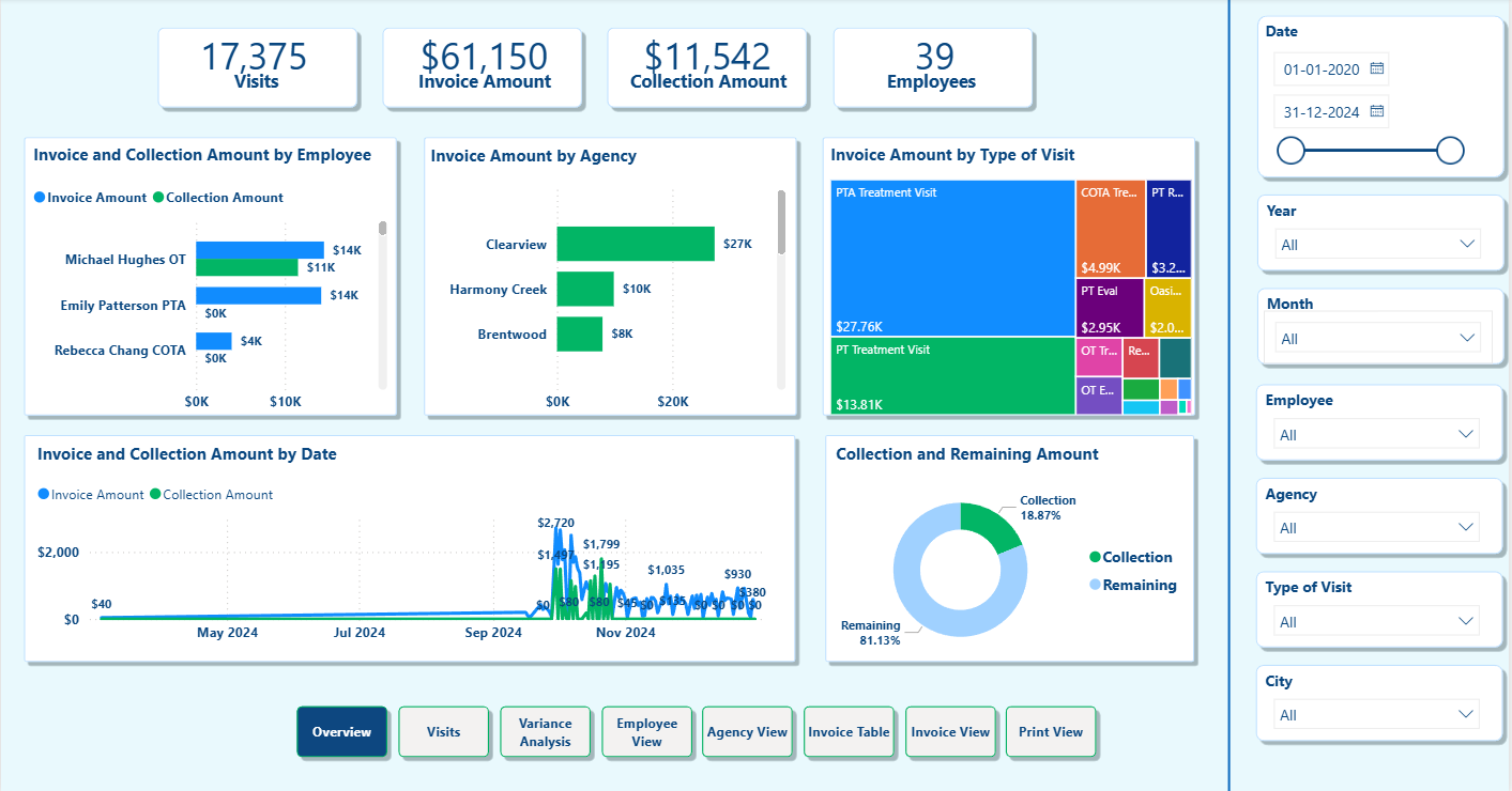 Rehabilitation Center Dashboard Report